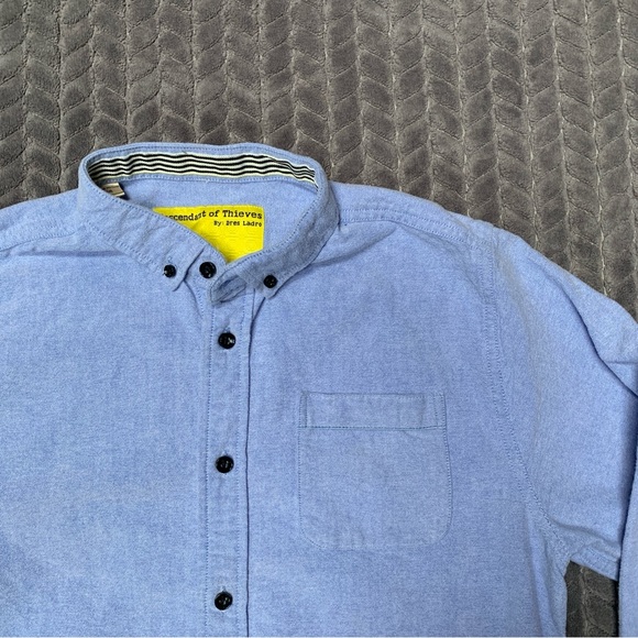 Descendant Of Thieves Shirt Mens Large Blue Long Sleeve Chambray Dres Ladro - Picture 3 of 14